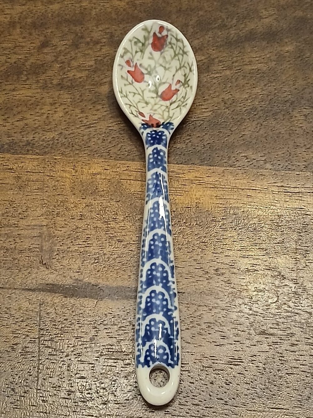Polish Pottery Spoon - Red Floral Design
